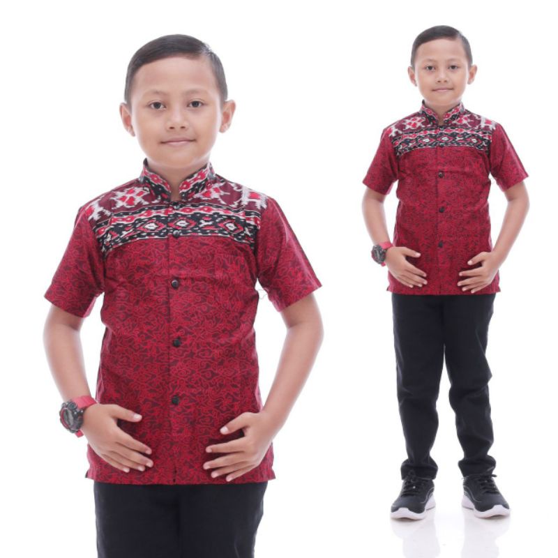 Baju Batik Anak Laki Laki Umur 1-12 Tahun Terbaru / Atasan Hem Kemeja Lengan Pendek Anak Cowok Murah