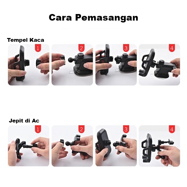 Adda Home - Dudukan Hp Mobil Tempel Kaca Jepit Tripod Handphone Stand For Car