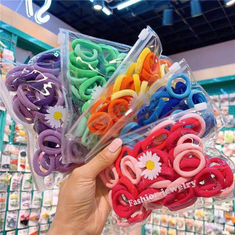 [ Ready Stock ] 50pcs/bag Little Daisy Elastic Rubber Bands /  Basic Elastic Hair Bands Tie /Daisy Children's Mini Hair Band /Hair Ponytail Rubber Bands Holder Beauty Tools