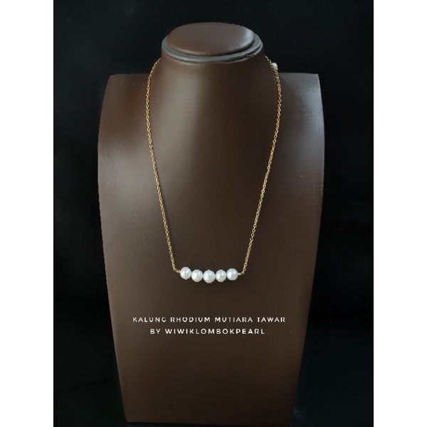 Kalung rhodium lapis emas mutiara air tawar asli lombok Aksesoris Perhiasan Kalung Rhodium lapis ema