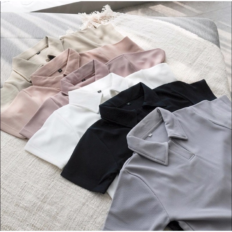 YOORA CROP TOP KAOS POLO WANITA CASUAL KOREA - POLO LENGAN PENDEK POLOS FOR EVENT GOLF / KAOS POLO TRAVELING / BAJU GOLF PREMIUM - KAOS POLO COUPLE