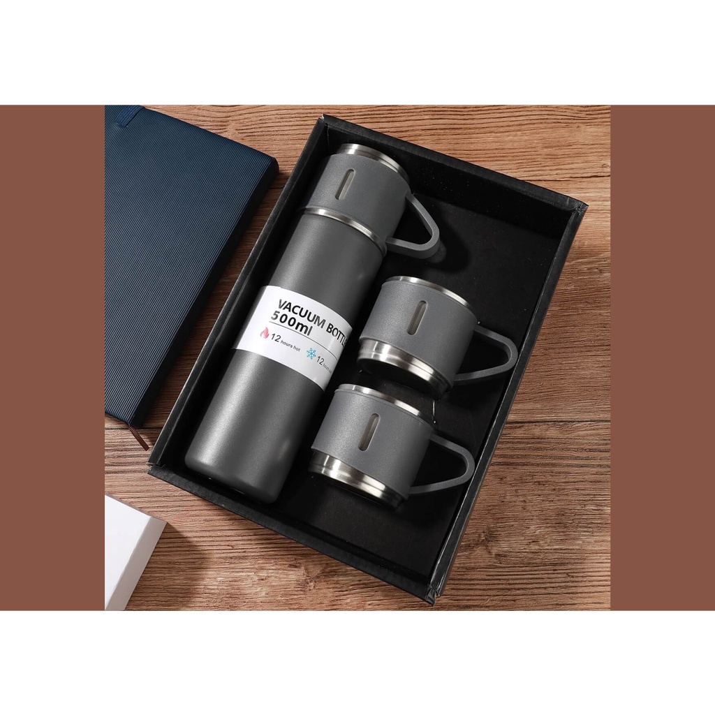 # HJ # BOTOL + CANGKIR THERMOS VACUUM SET / SET BOTOL VACUUM FLASK / Termos Cangkir Set Premium Vacuum Flask