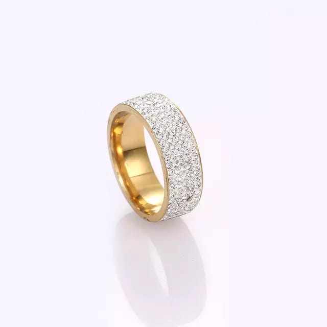 Cincin titanium emas full permata