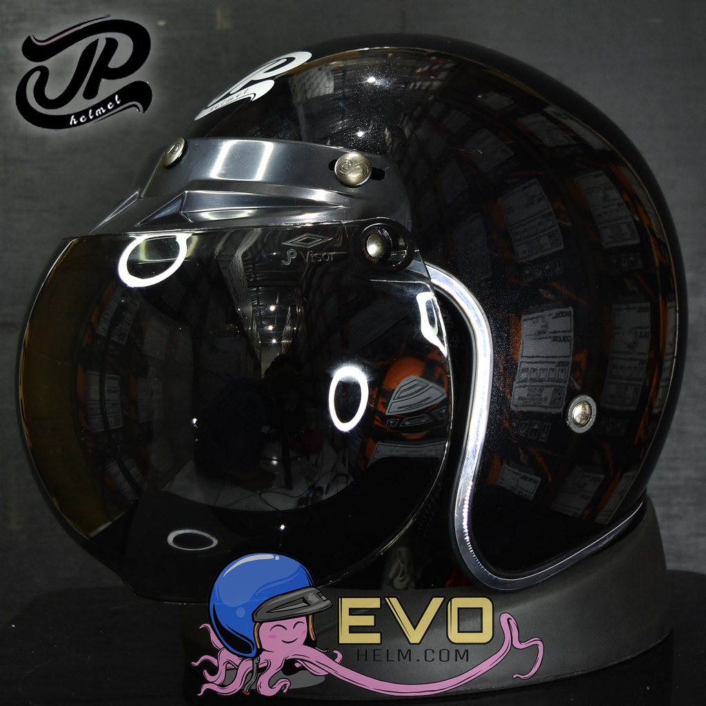HELM BOGO JPX_JP NEW BIGIE_SOLID - BLACK METALIK + KACA