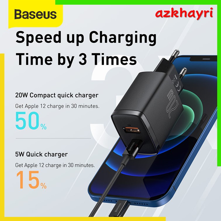 KEPALA CHARGER ADAPTOR BASEUS QUICK QC3.0 TYPE C USB 20W PD FAST CHARGE Iphone Android