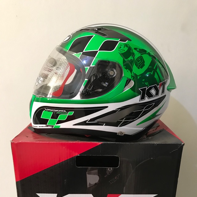 Helm KYT Vendetta 2 Putih Hijau GP Cruise White Green Fluo