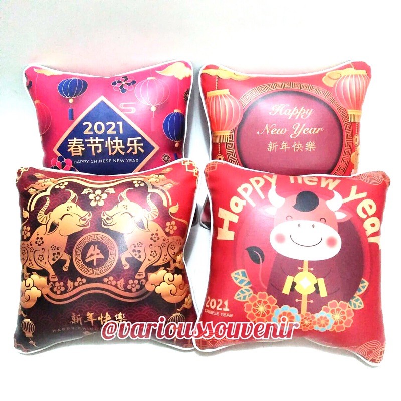 Bantal Imlek Chinese New Year Shio Kerbau Tahun 2021 Koko Cici Happy New Year Ox Kebo Waterproof