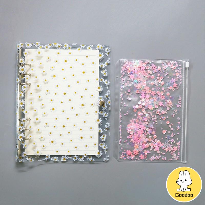 Buku Notebook / Catatan / Diary A6 Cover PVC Transparan Motif Bunga Daisy  -Doo