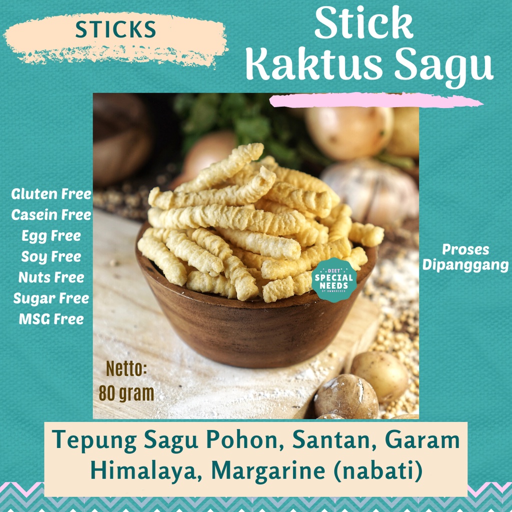 

Stick Kaktus Sagu Non MSG Egg Free - Diet Special Needs