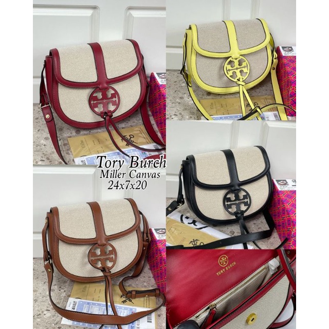 TB MILLER CANVAS QUADRANT SADDLE BAG CLASSIC CUOIO FREE BOX / MILLER SADDLE CROSSBODY BAG