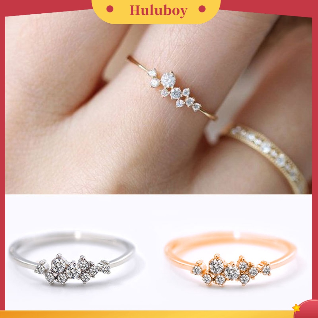 Hu Hu Hu Hu Hu Alat Bantu Pasang Kacamata♡ Cincin Tunangan Tipis Simple Romantis Hias Berlian Imitasi Untuk Wanita