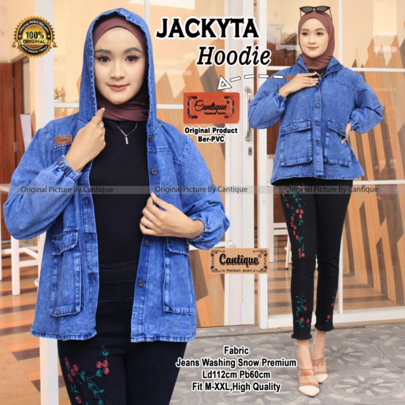 jackyta hoodie jaket jeans cewek by cantique