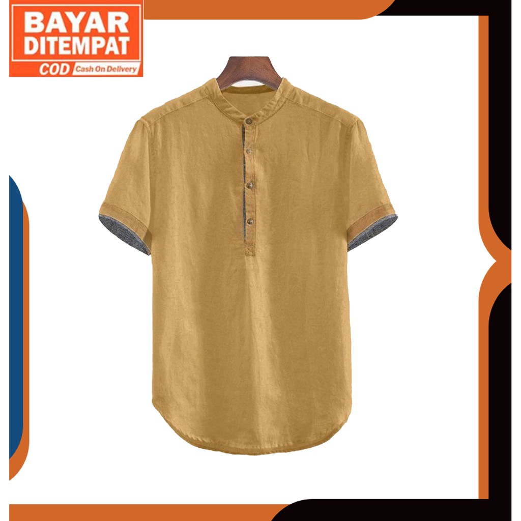 BAYAR DITEMPAT - Baju Koko Hanafi Pria Lengan Pendek Tersedia 5 Warna COD Kemeja Pria Distro Bandung