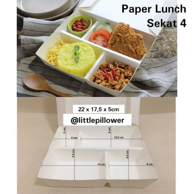 (ISI 50PCS) Paper Lunch sekat 4/lunch box paper sekat