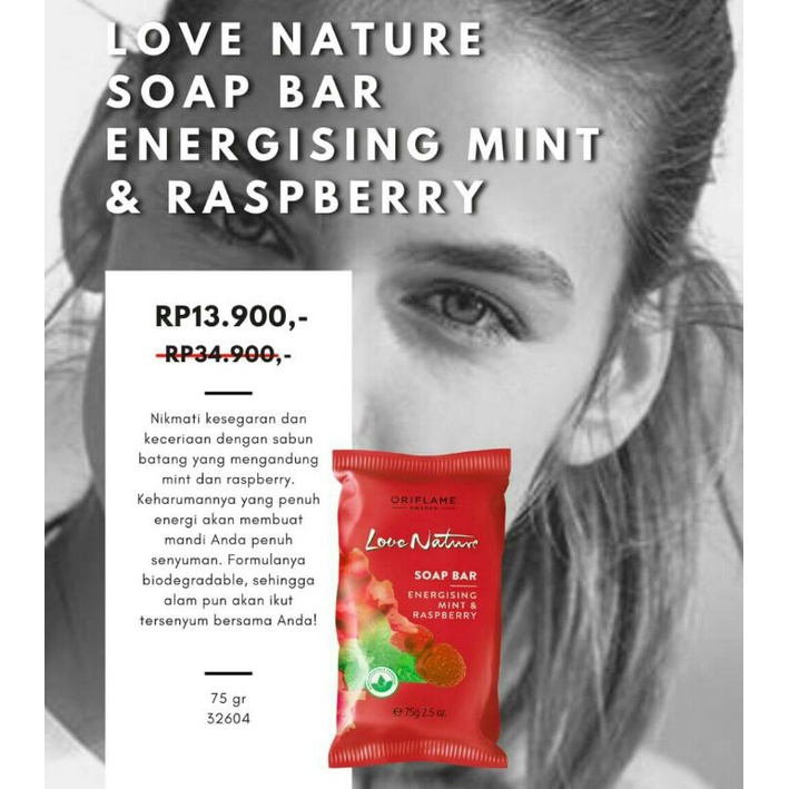 32604 Love nature Soap Bar Energising mint&Raspberry 75g