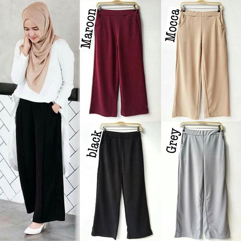  CELANA  KULOT  PANJANG  CREPE Wanita  Navy BLACK GREY MAROON 