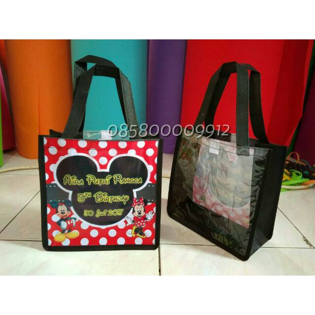 

tas ultah kombinasi mika mickey mouse hitam