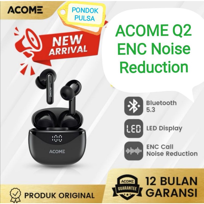 Headset Bluetooth ACOME Q2 ENC LED Display Earphone Bluetooth 5.3
