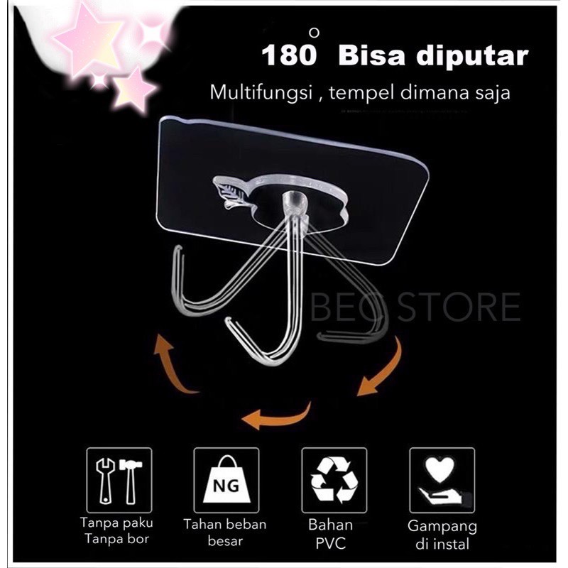 GANTUNGAN HOOK MAGIC TEMPEL HOOK AJAIB AKSESORI KAMAR MANDI KAIT DIPASANG DINDING BEBAS PAKU BAGUS