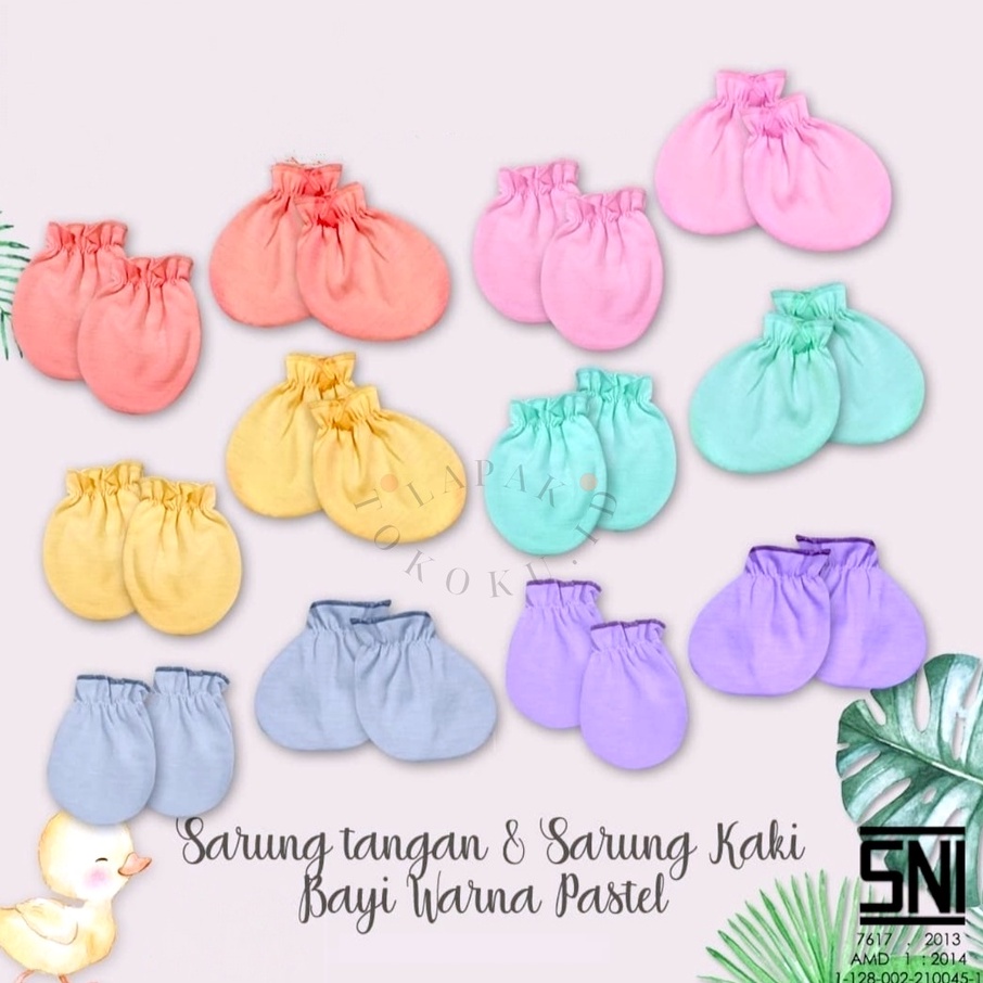 1 Pasang Sarung Tangan Bayi Sarung Kaki Bayi (PILIH WARNA) Sarung Tangan Polos Putih dan Warna Pelindung Tangan dan Kaki Bayi SNI