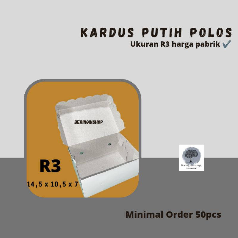 Kardus Putih Polos | Box Nasi | Kotak | Box | Kardus Makan R3 Ukuran 14,5 x 10,5 x 7 cm