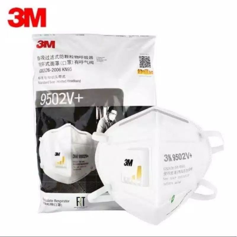 Masker 3M N95/KN95 9502V+ Headloop 1 Bag isi 25pcs