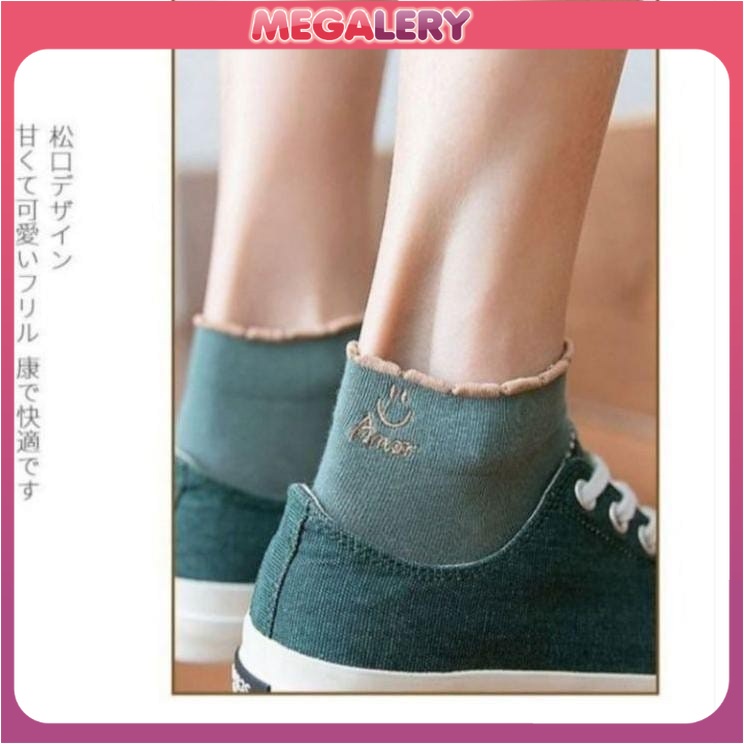 Kaos Kaki Pendek Motif Smile Semata Kaki Kaos kaki Unisex Pria Wanita Lucu Model Korea Import