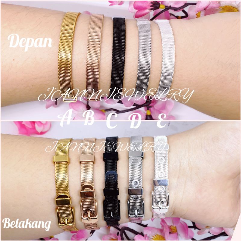 Gelang Titanium Gesper 5 warna anti karat tidak alergi G-44