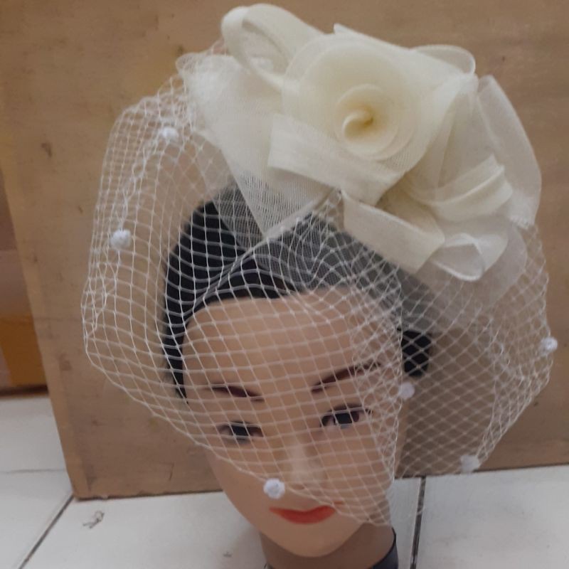 Topi Fascinator 3Bunga-Headpiece  Pesta