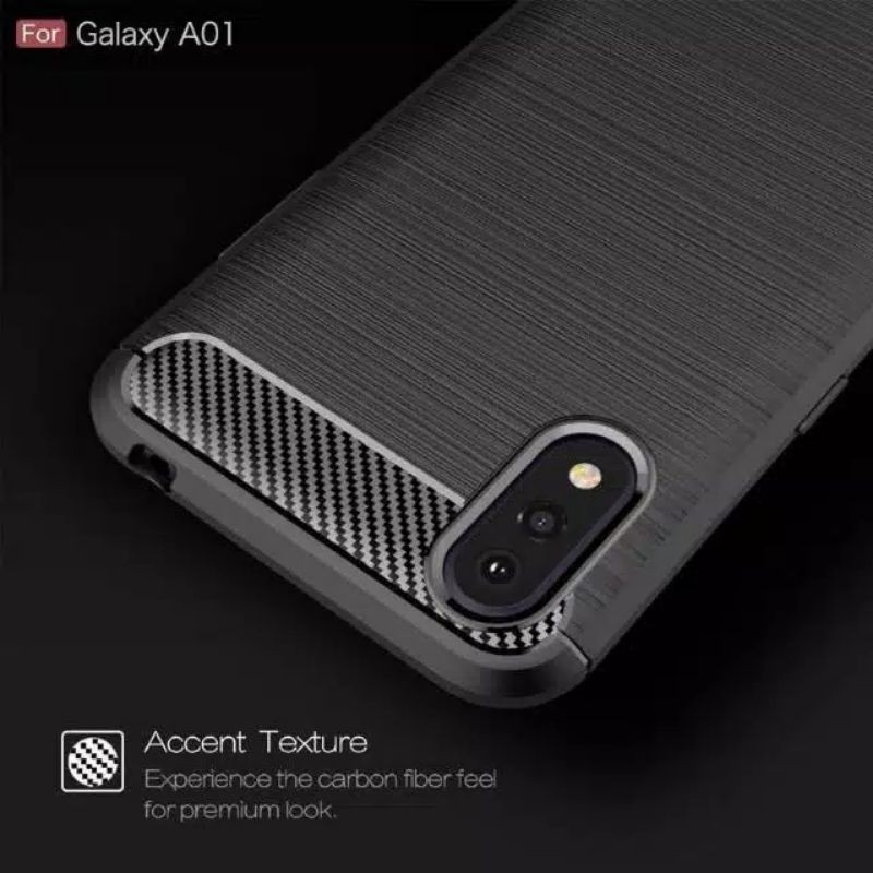 Case Samsung A01 Ipaky Fiber Carbon ultimatte Premium Quality