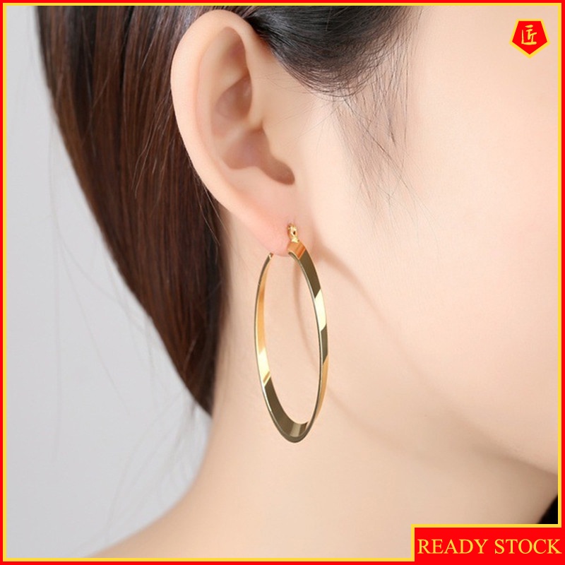 [Ready Stock]New 14K Gold Big Circle Earrings Exported