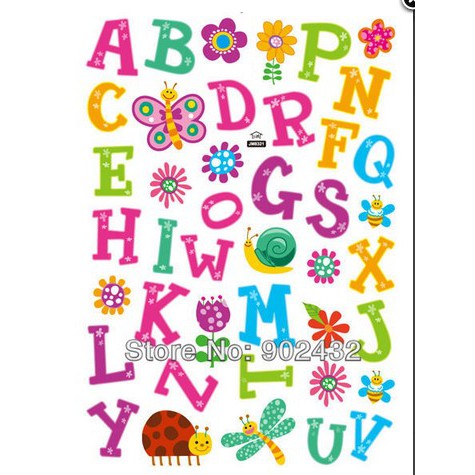Wallsticker Dinding Jm8321 Uk 50x70 Motif Huruf Abjad Warna Warni Shopee Indonesia