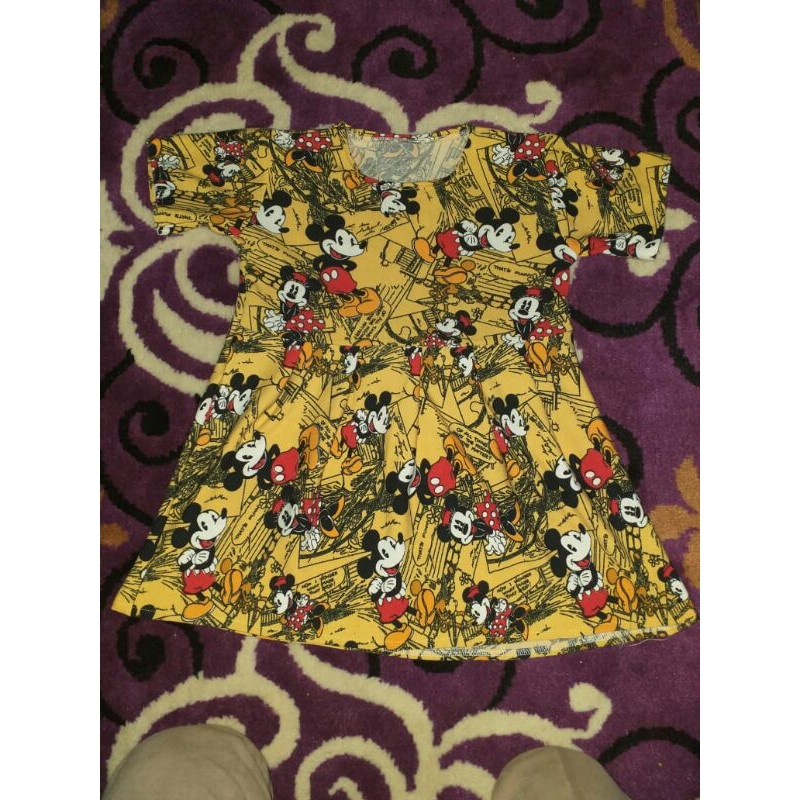 Dress / Daster Anak Mickey Mose 4,5,6,7,8,9 tahun Bahan Baby Terry