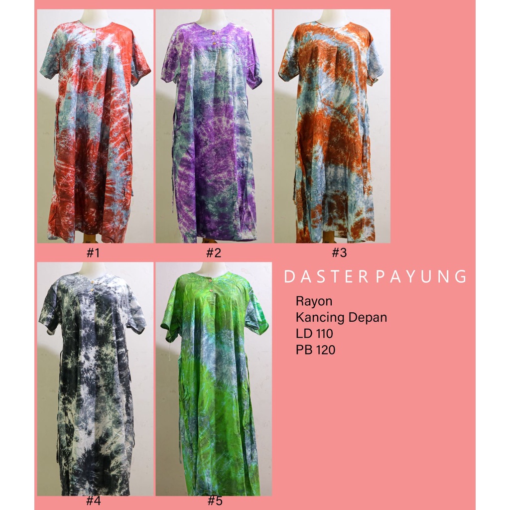 Daster Batik Payung TIE DYE I Kancing Depan Busui Grosir Ecer