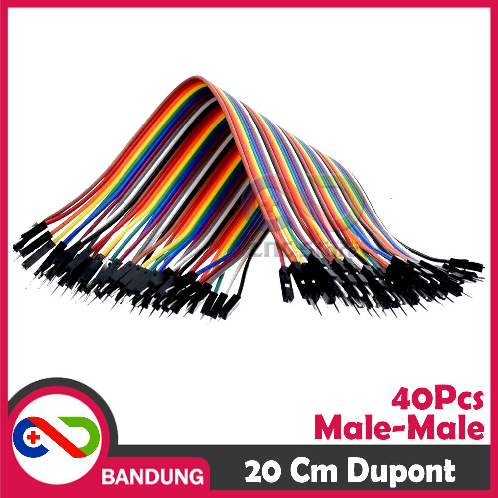 40PCS JUMPER CABLE KABEL 20CM MALE TO MALE DUPONT