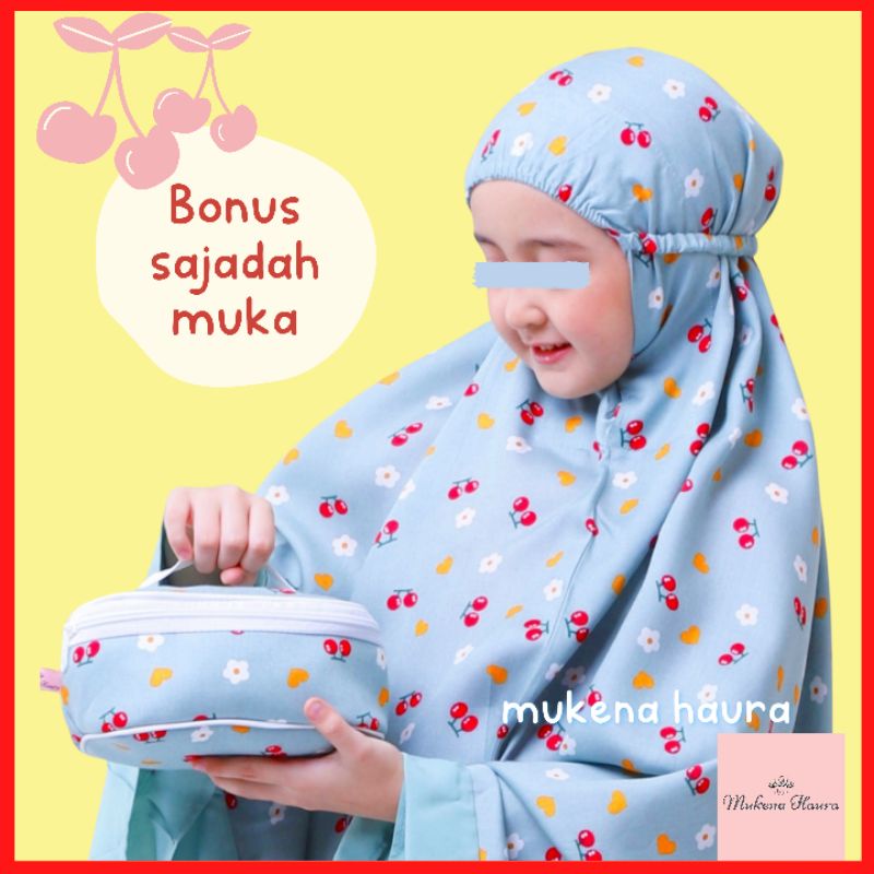 Mukena Anak Perempuan Cherry Mukena Anak Rayon Usia 6 7 8 9 10 11 12 Tahun Telekung Mukenah Anak