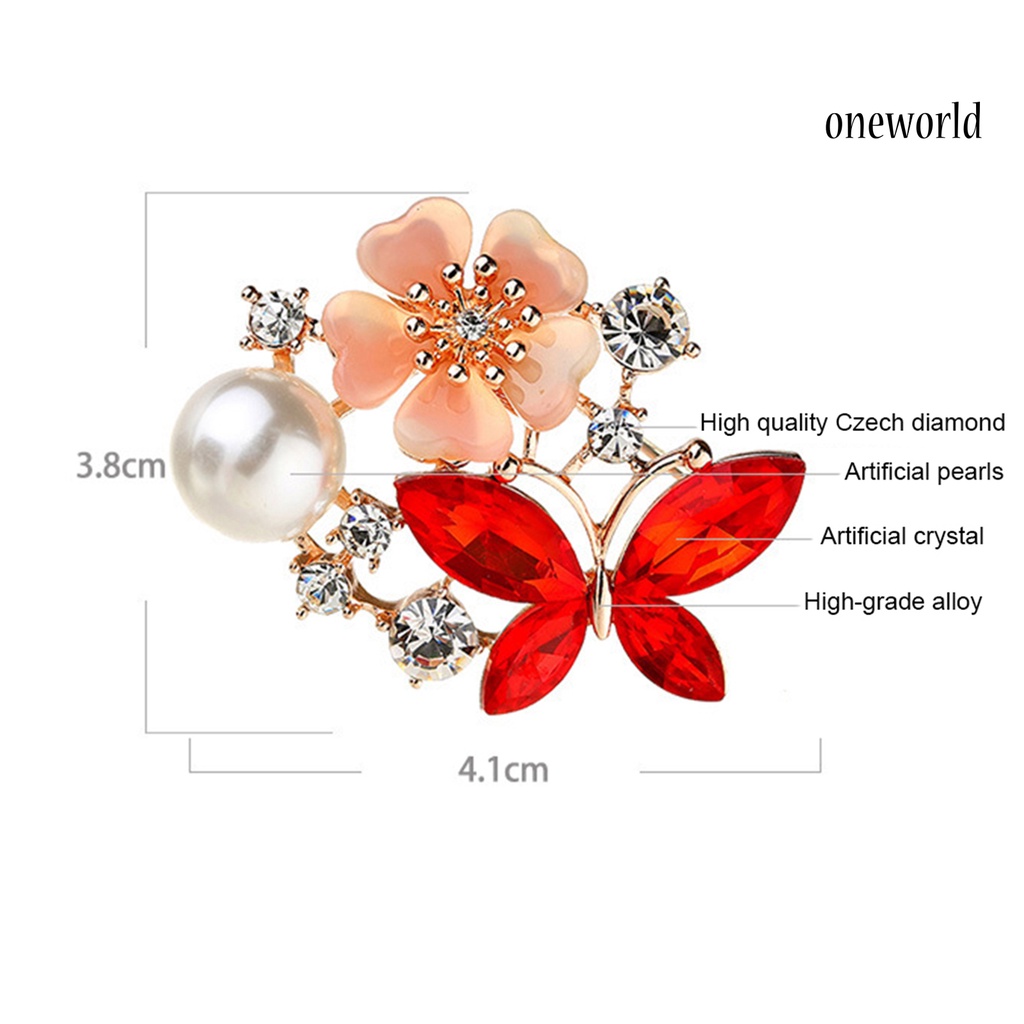 OW@ Brooch Pin Butterfly &amp; Flower Decor Durable Elegant Style Lovely Brooch for Daily Life