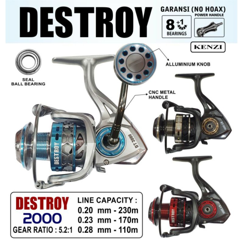 REEL PANCING KENZI DESTROY 1000/2000/3000/6000 POWER HENDEL ORIGINAL