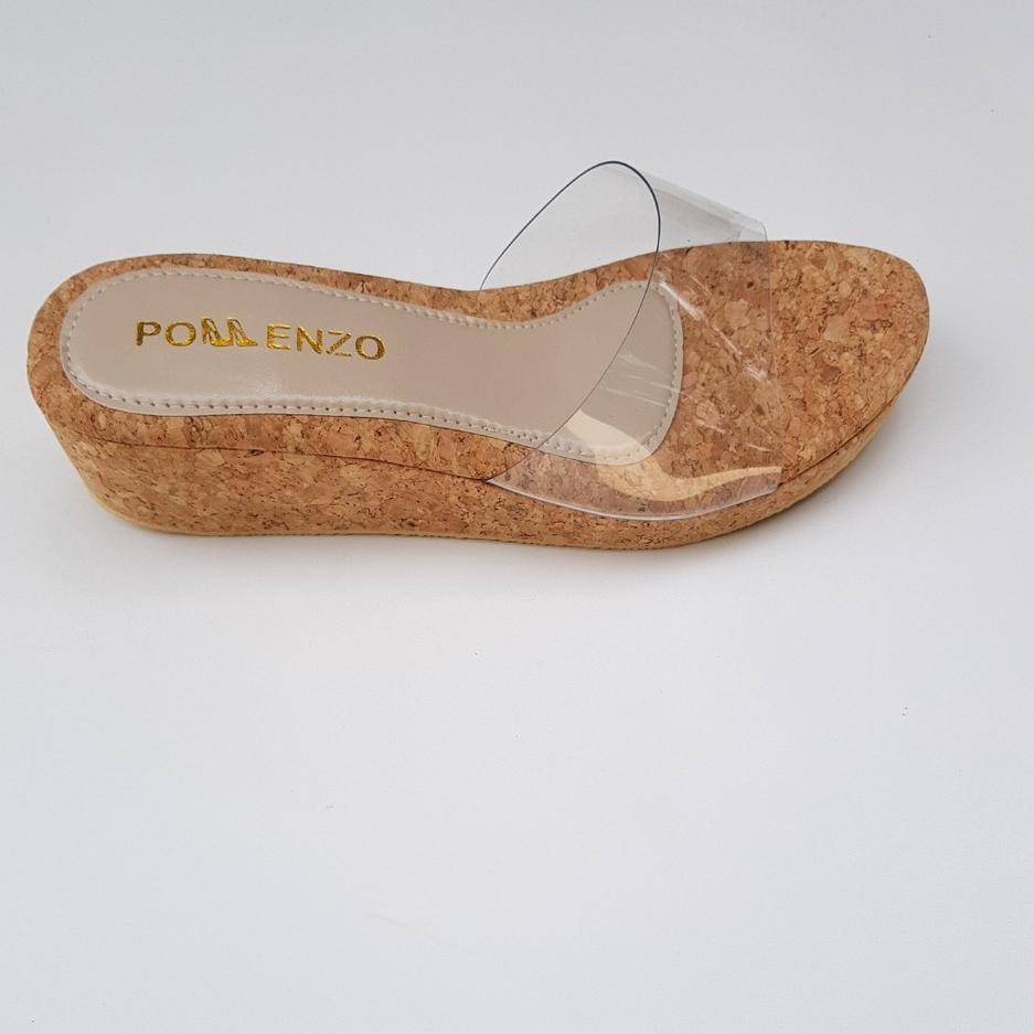 0BH Pollenzo PAULINA Wedges Mika Bening Transparan  MD-501 B⁑ (Laris)