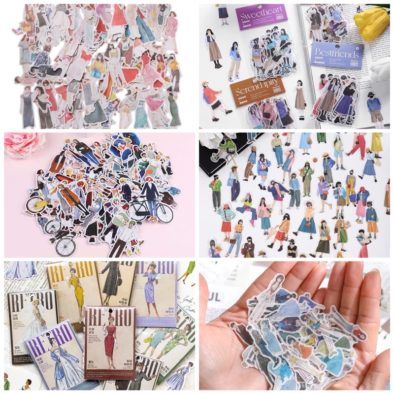 

10 pcs sticker girl stiker cewek stiker scrapbook journaling bujo sg1
