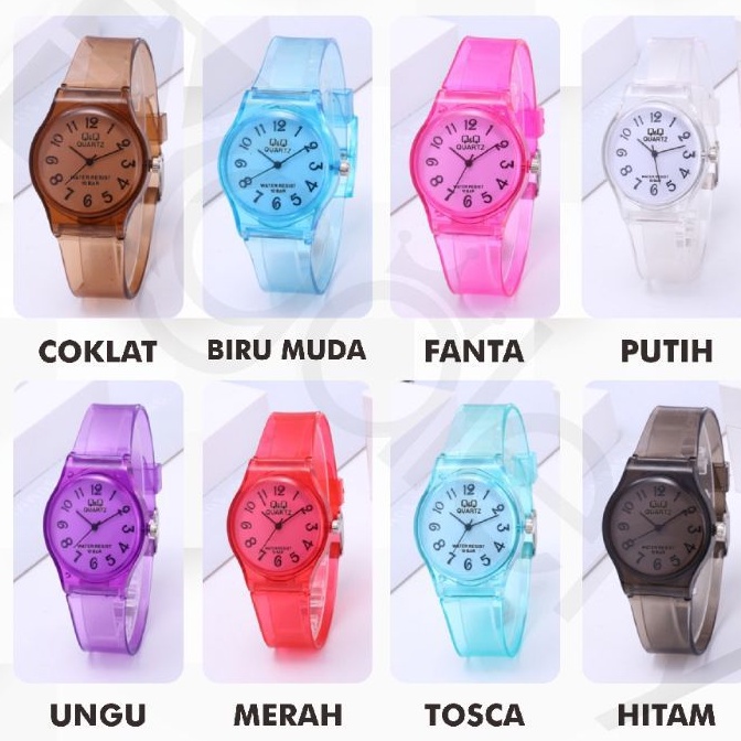 (Grosir)Jam Tangan Wanita Q&amp;Q Traspadan Murah Strap Rubber(Terima Cod)