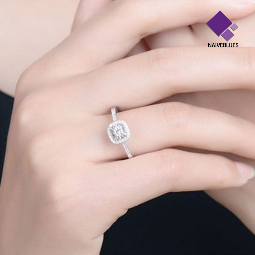 Naiveblue Cincin Wanita Hias Cubic Zirconia Untuk Pernikahan / Tunangan / Hadiah