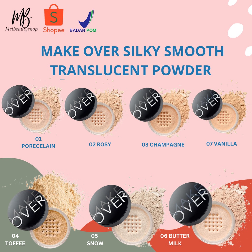 MAKE OVER Silky Smooth Translucent Powder 35 g - Bedak Tabur