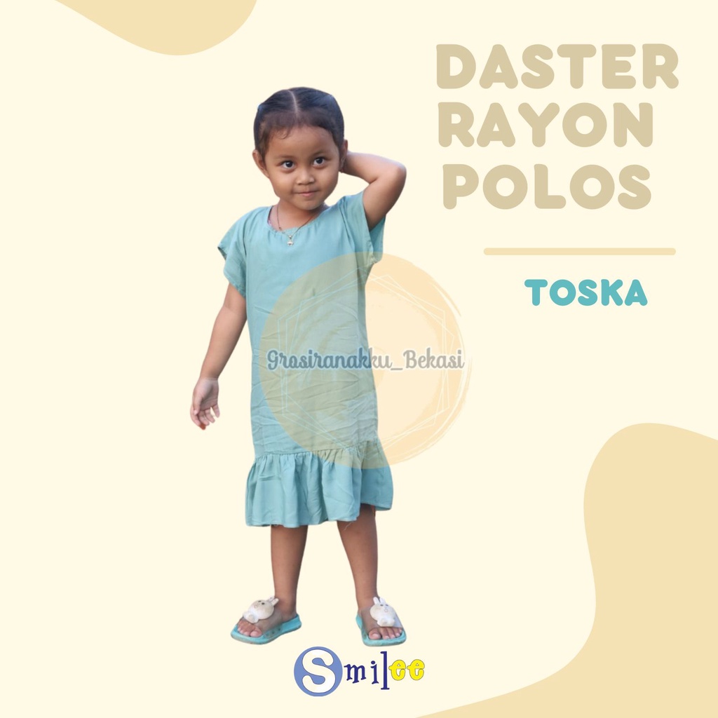 Daster Rayon Anak Polos Junior Warna Tosca Size 2-10Tahun