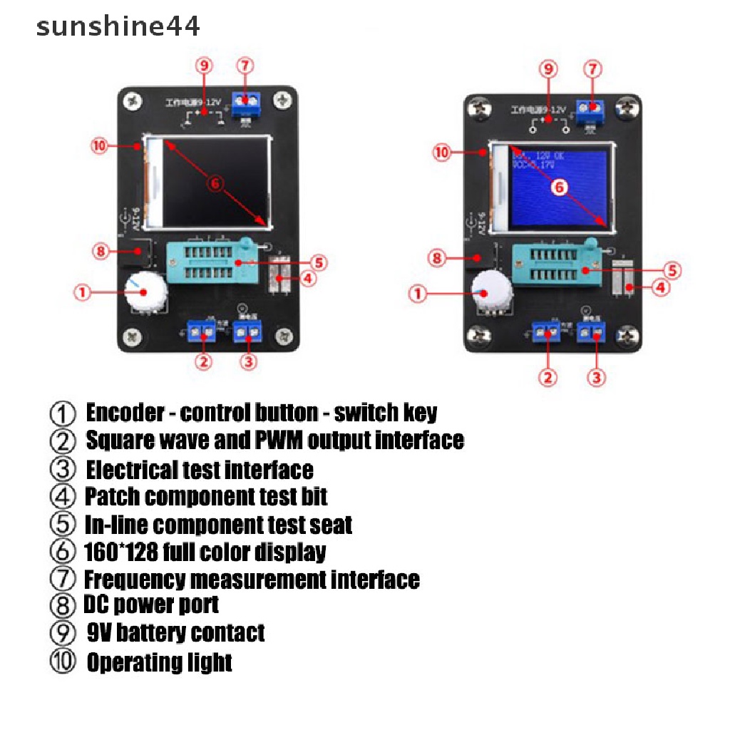 Sunshine gm328a Transistor Tester Dioda ESR Voltage Frequency Meter