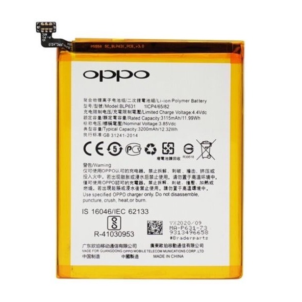 Battreai Oppo F3 / F5 Plus / A77 / BLP 631 Original Baterai BLP631
