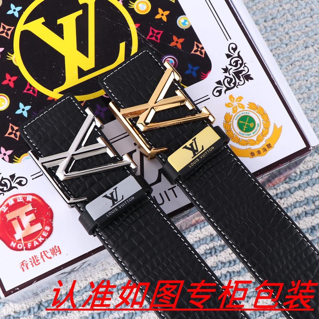 Men's belt LV·Lewisden men's belt. 100% top layer cowhide, leather 24k pure steel buckle can be used