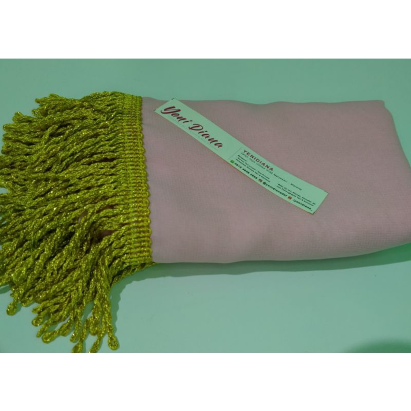 Sampur Tari / Selendang Tari Renda Emas-Pink Muda
