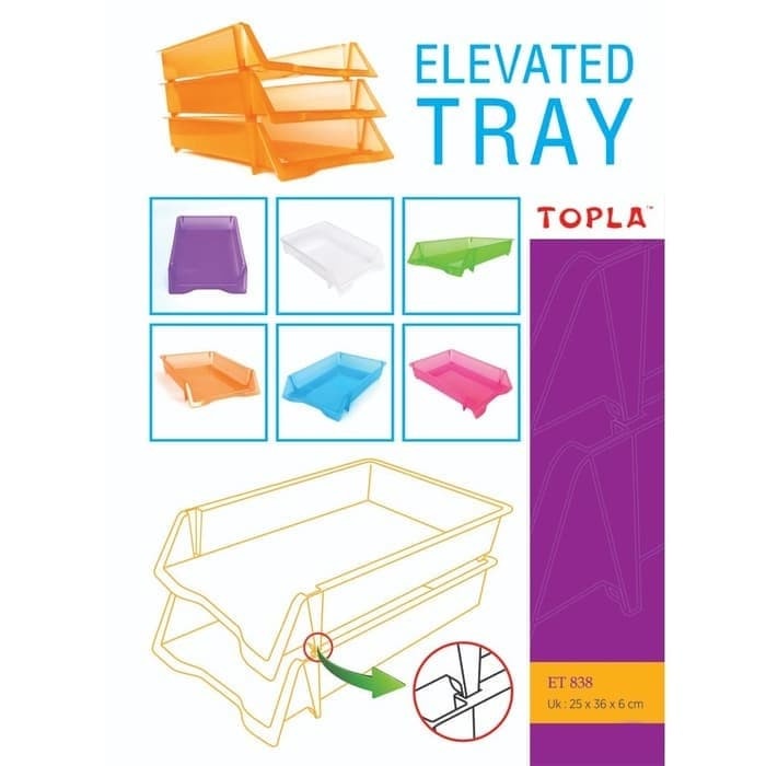 

READY Topla Elevated Tray Rak File Kertas HVS Bisa Susun ET838 - Orange TERLARIS