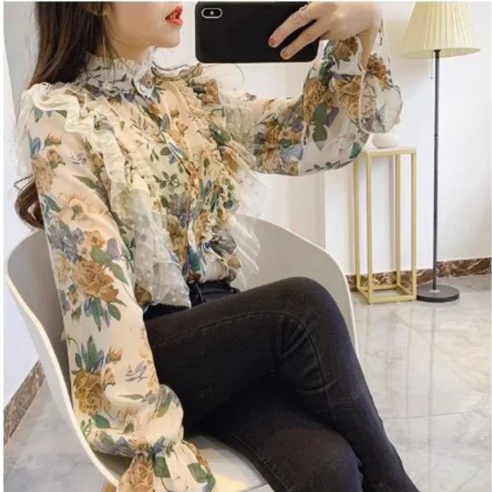 Gloxenia Ruffle Shirt Kemeja Wanita Import TM 0925-5